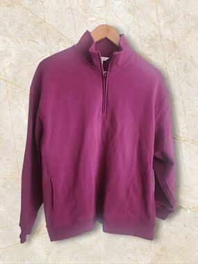 Athleta Zip-Up Sweater - Plum Size Medium
